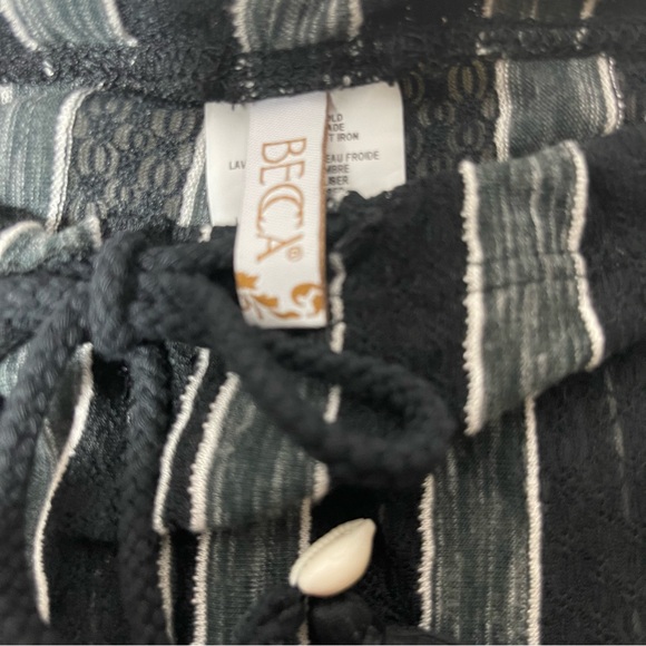 BECCA Crochet Striped Pants Beach Cover-Up Open sides Black & Gray Size S/P - Picture 10 of 16